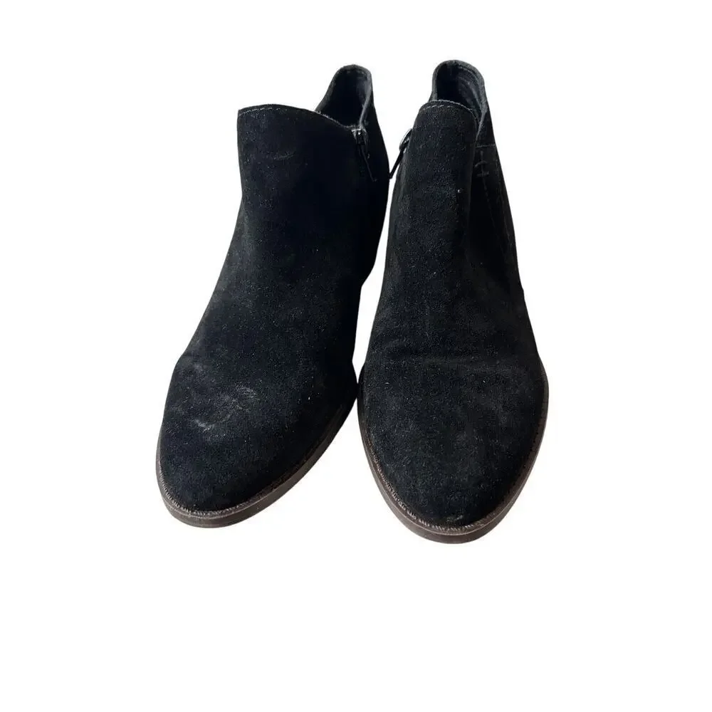 Lucky Brand Size 8.5 Black Fanky Suede Ankle Heel Bootie Boot Fall Closet Staple